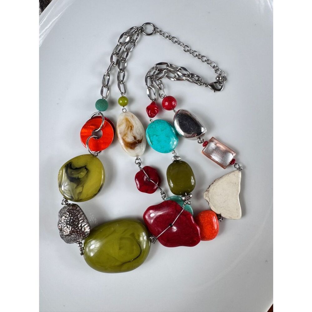 Vintage Multicolor Bold Resin Necklace